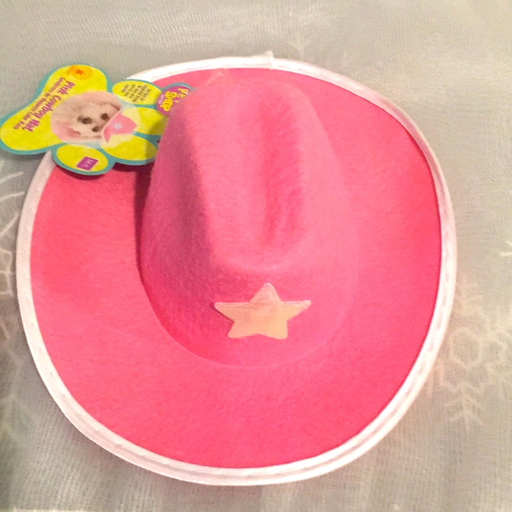 Cowboy Pink hat for Dogs NEW Rubies Pet Shop Sz M/L stay-On Adjustable neck Tie